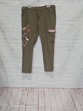 Matilda Jane Olive Green Floral Embroidered Cargo Jeggings